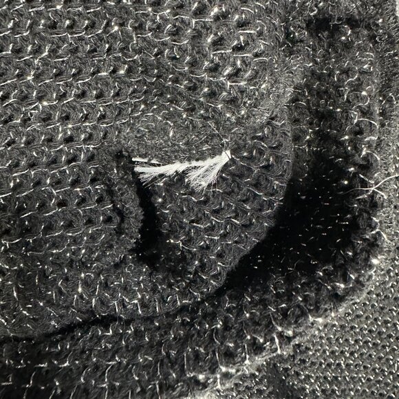 Splendid Sweater Womens Medium Black Knit Silver Sparkle Long Sleeve Ribbed Hem - Picture 5 of 7